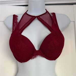 Victoria's Secret Red Lace Halter Bra - 34B
